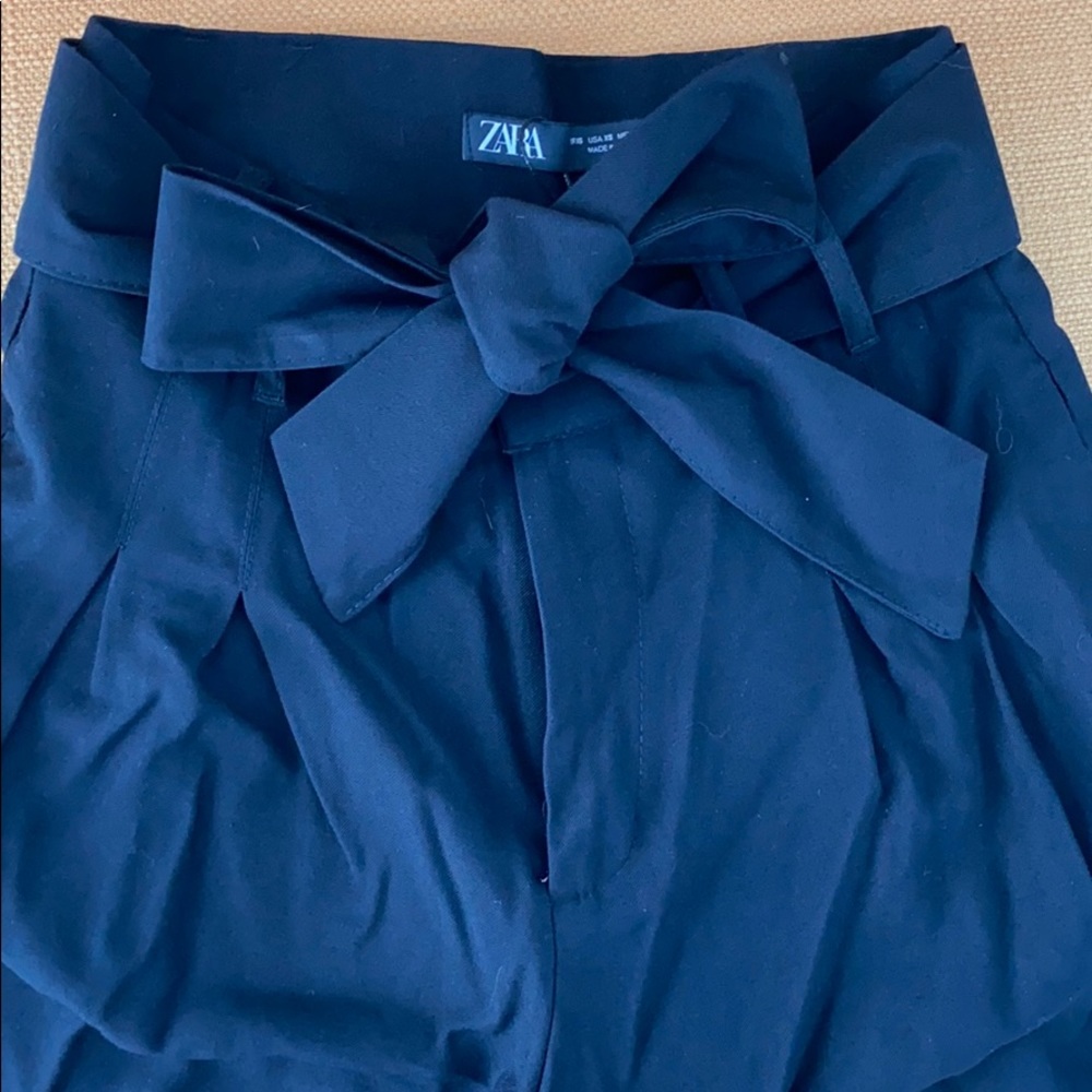 Zara High Waisted Tie-Front Wide Pants